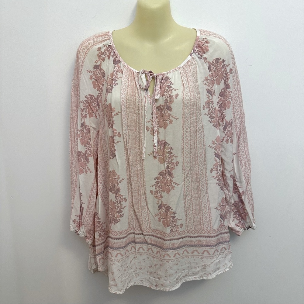 Fred David Pink and White Floral Blouse